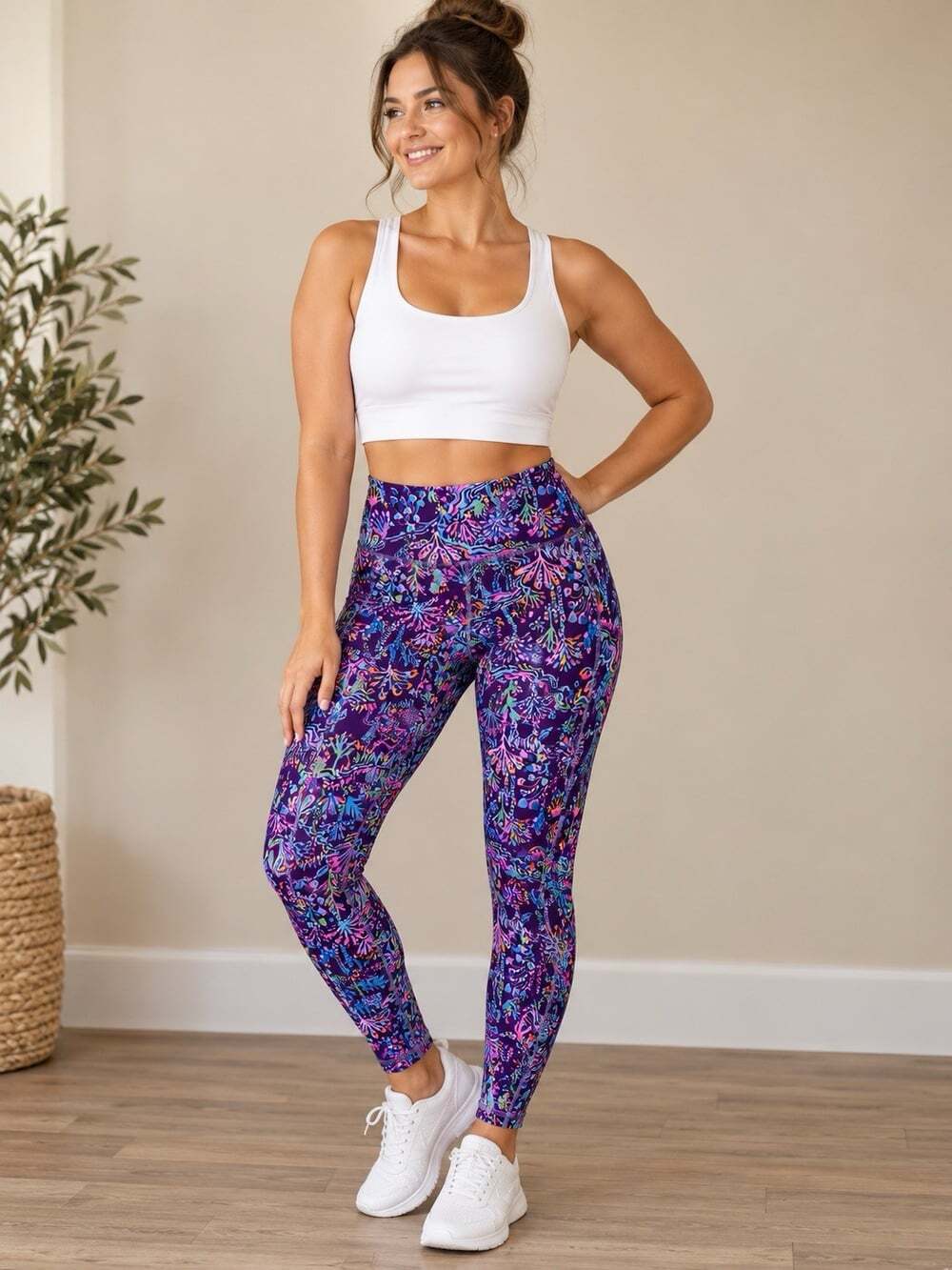 Lilly Pulitzer Women XS Leggings Purple Luxletic Performance Tropical Pockets